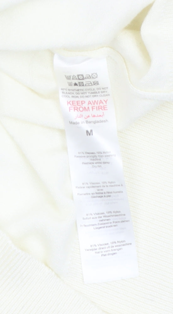 boohooMAN Ivory Zip Neck Short Sleeve Polo Shirt Men M