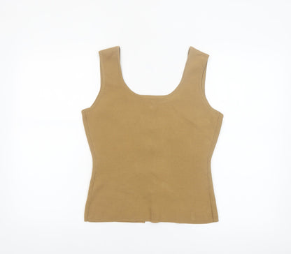 Marks and Spencer Women's Brown Knit Button Tank Top S