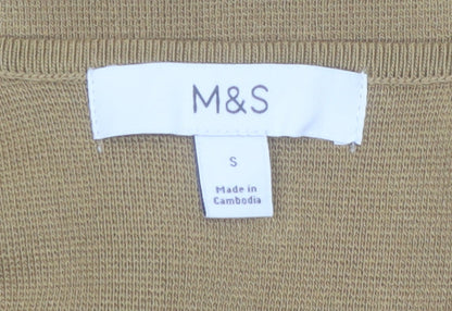 Marks and Spencer Women's Brown Knit Button Tank Top S