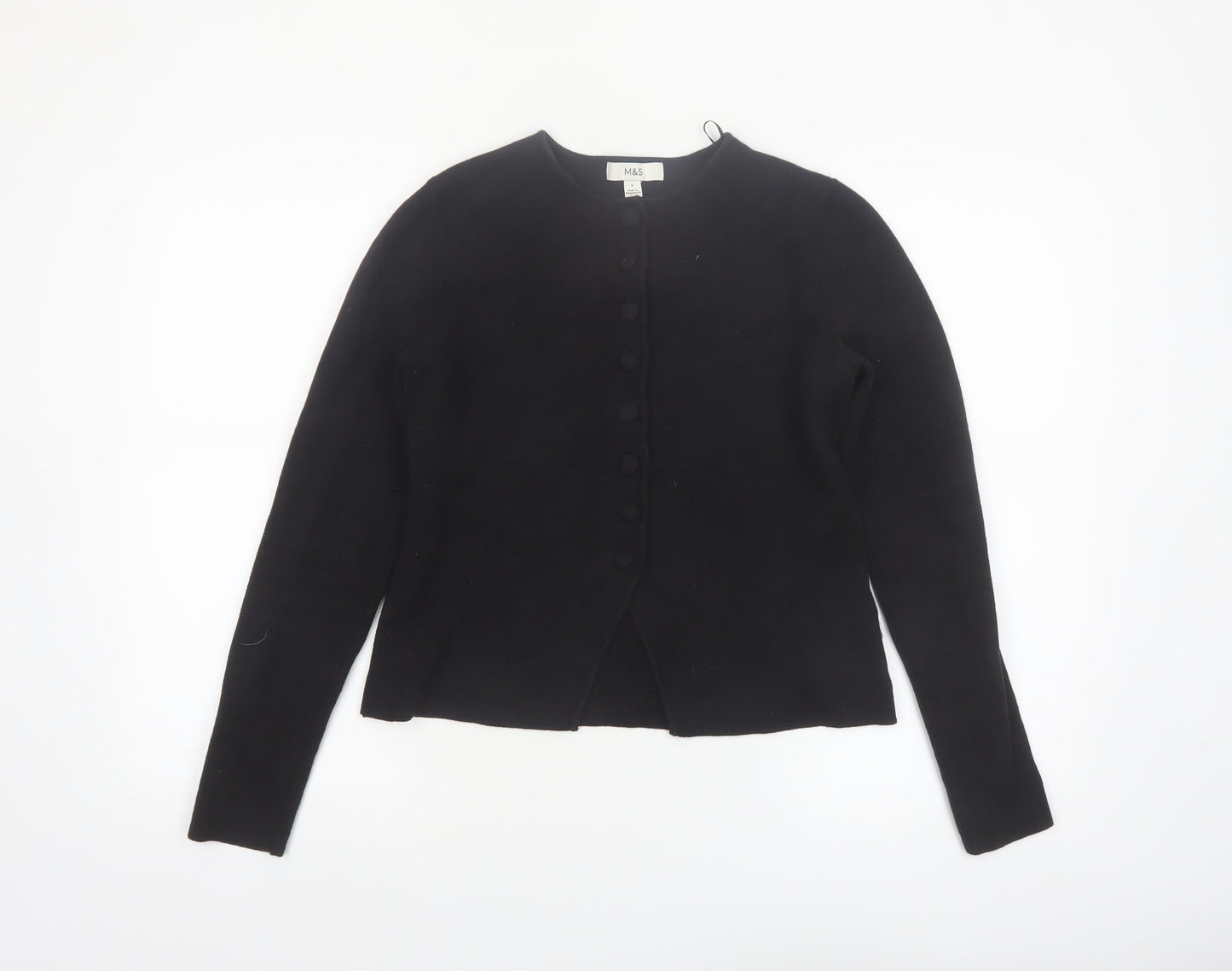 Marks and Spencer Women's Black Crew Neck Button Cardigan Size S