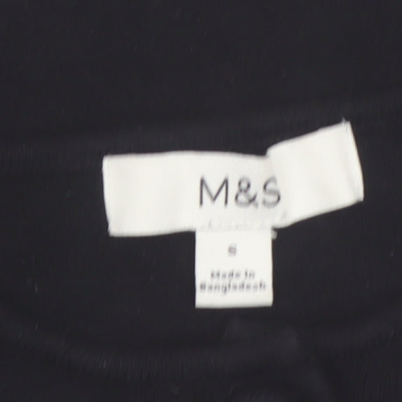 Marks and Spencer Women's Black Crew Neck Button Cardigan Size S