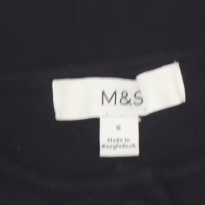 Marks and Spencer Women's Black Crew Neck Button Cardigan Size S