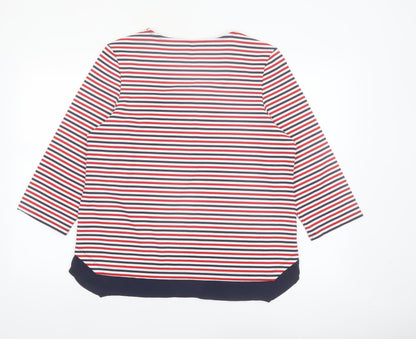Marks and Spencer Women's Multicoloured Striped 3/4 Sleeve Jersey T-Shirt Size 14