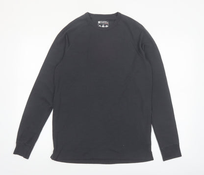 Mountain Warehouse Men Black Merino Wool Long Sleeve Base Layer Top L