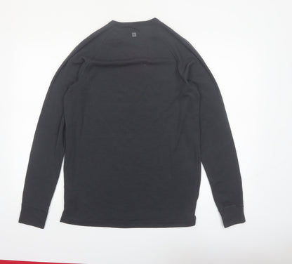 Mountain Warehouse Men Black Merino Wool Long Sleeve Base Layer Top L