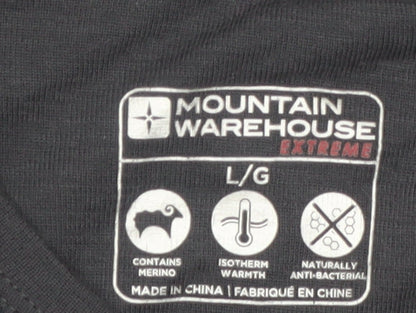 Mountain Warehouse Men Black Merino Wool Long Sleeve Base Layer Top L