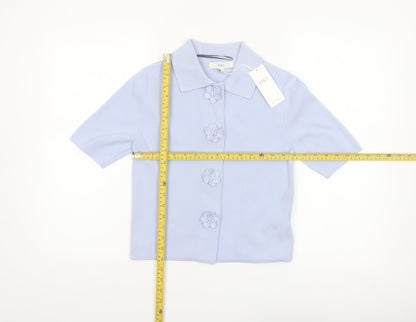 Marks and Spencer Womens Blue Collared Short Sleeve Knit Blouse XS