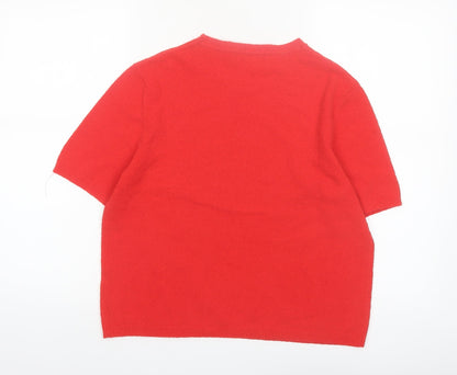 Marks and Spencer Women's Red Short Sleeve Basic Cotton Knit Top M