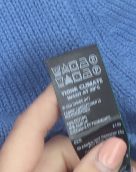 Marks and Spencer Women Blue Cotton Crew Neck Pullover Jumper Size S