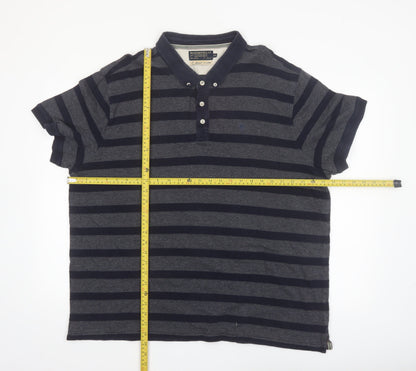 Hammond & Co Men's Navy Grey Striped Cotton Polo Shirt XXL Classic Fit
