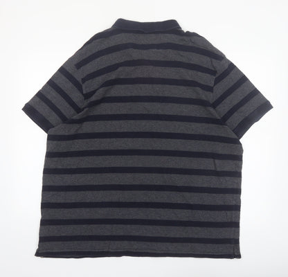 Hammond & Co Men's Navy Grey Striped Cotton Polo Shirt XXL Classic Fit
