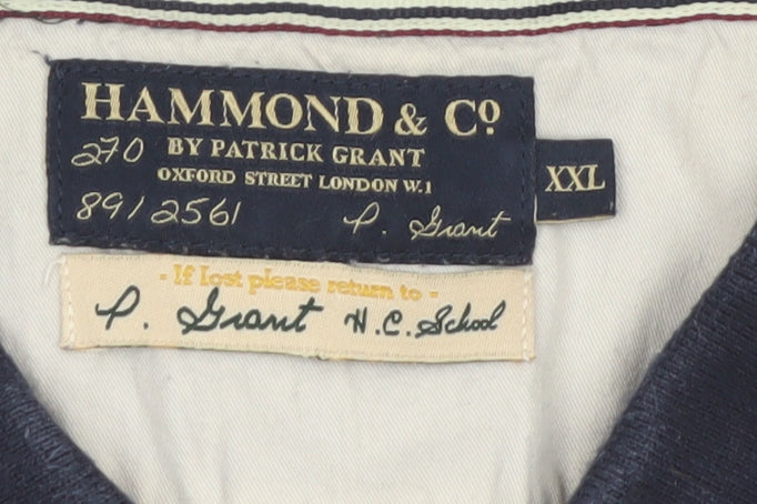 Hammond & Co Men's Navy Grey Striped Cotton Polo Shirt XXL Classic Fit
