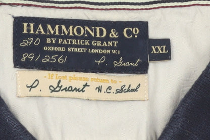 Hammond & Co Men's Navy Grey Striped Cotton Polo Shirt XXL Classic Fit