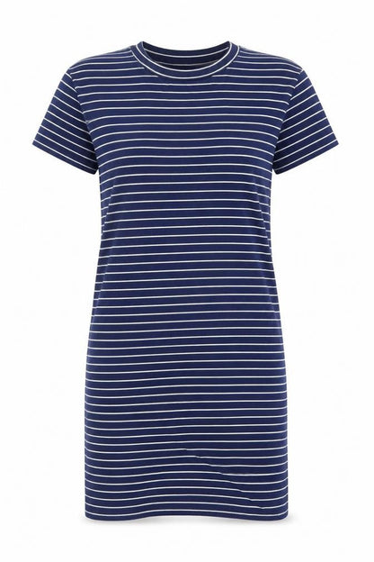 Woolovers Women Blue Stripe T-Shirt Dress Size S Casual Cotton
