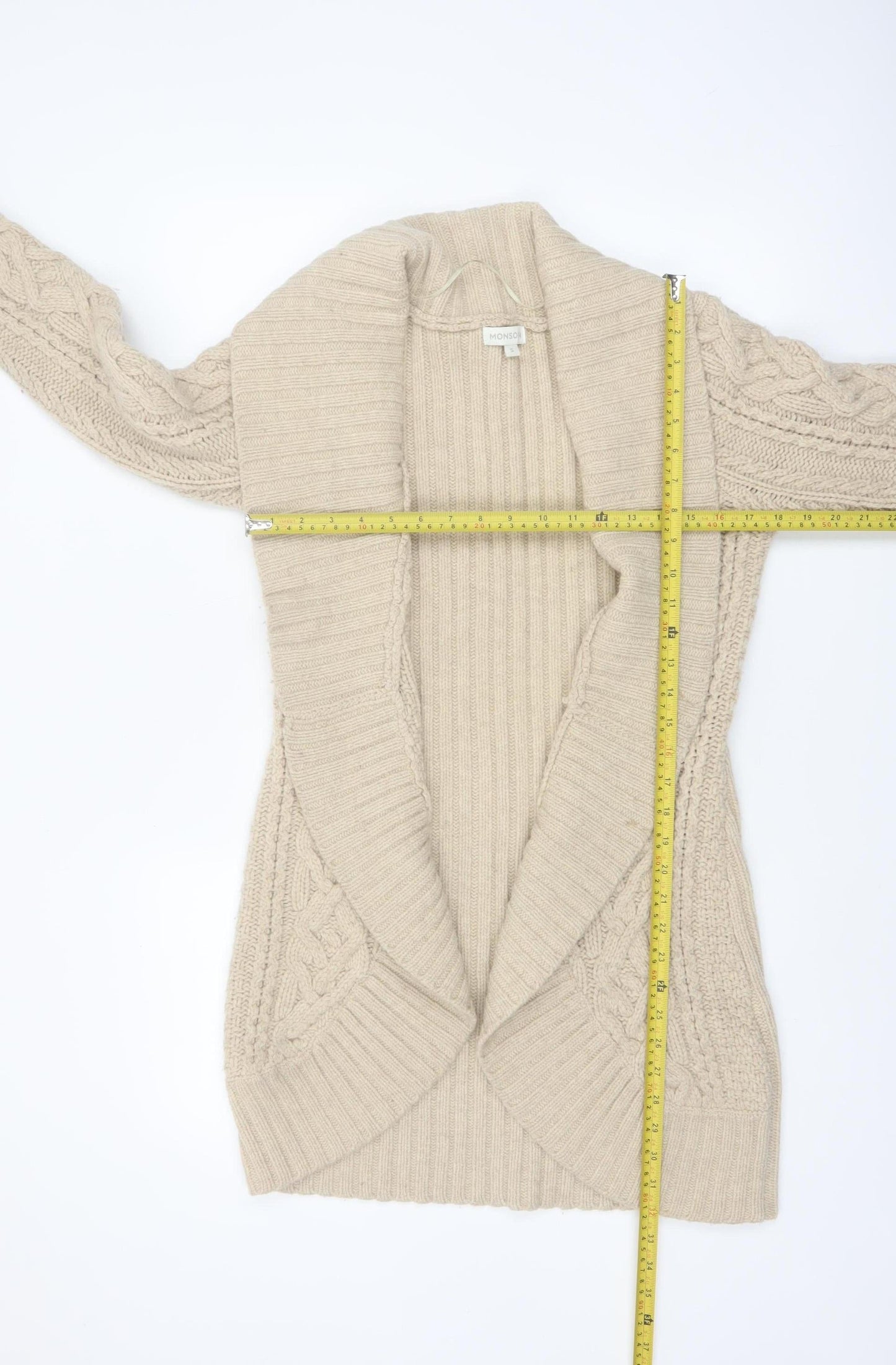 Monsoon Women’s Beige Lambswool Chunky Knit Cardigan Size S