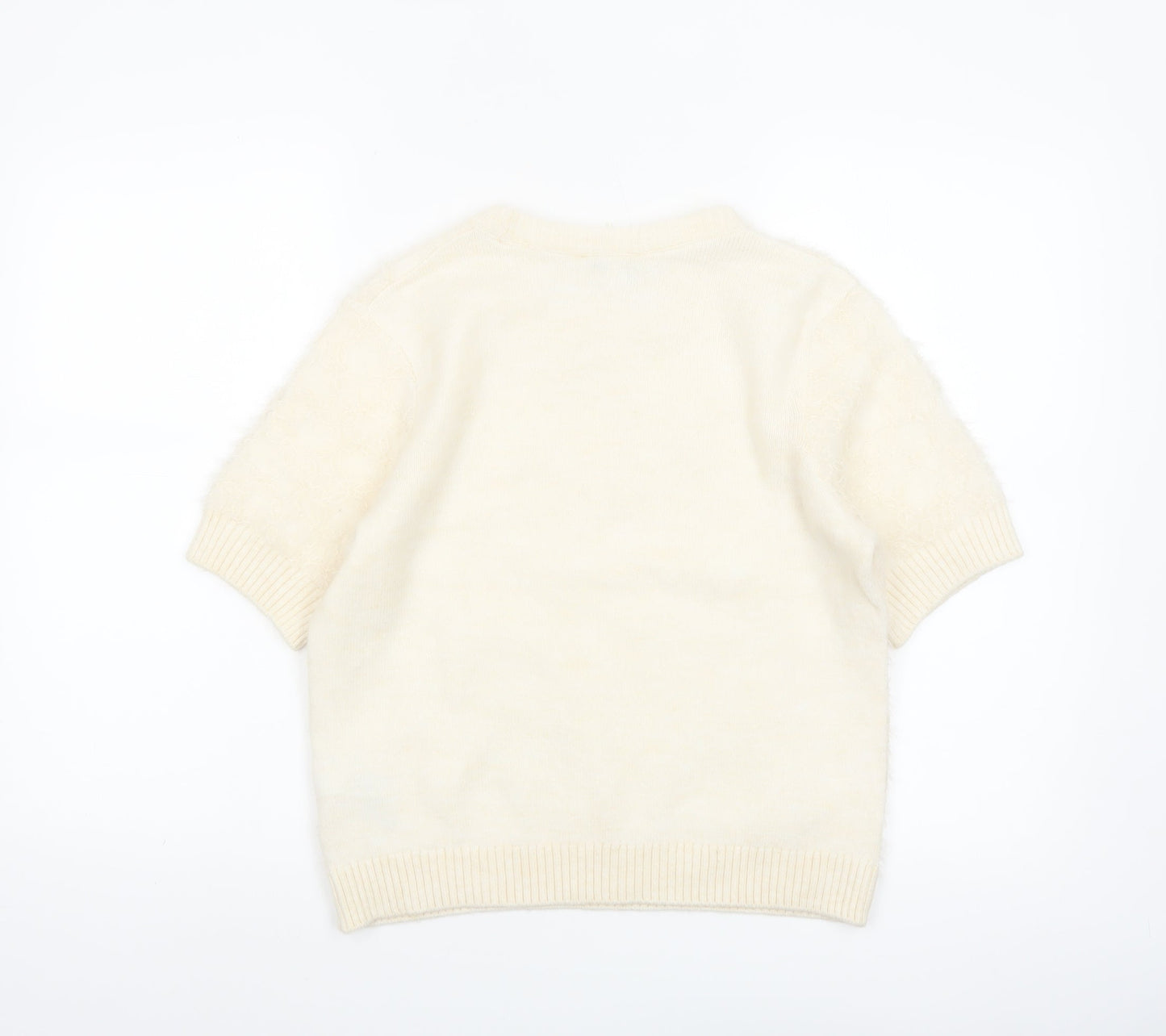 Marks and Spencer Women Ivory Short Sleeve Knit Jumper M