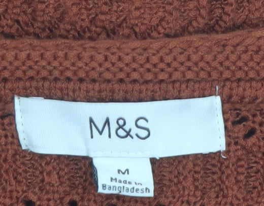 Marks and Spencer Women's Brown Knit Short Sleeve Cardigan M