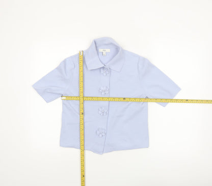Marks and Spencer Women’s Blue Short Sleeve Button-Up Knit Top S