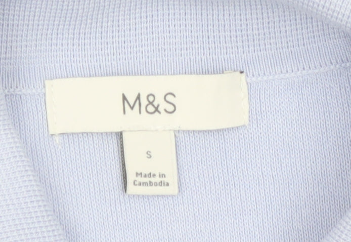 Marks and Spencer Women’s Blue Short Sleeve Button-Up Knit Top S