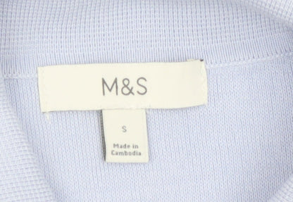 Marks and Spencer Women’s Blue Short Sleeve Button-Up Knit Top S