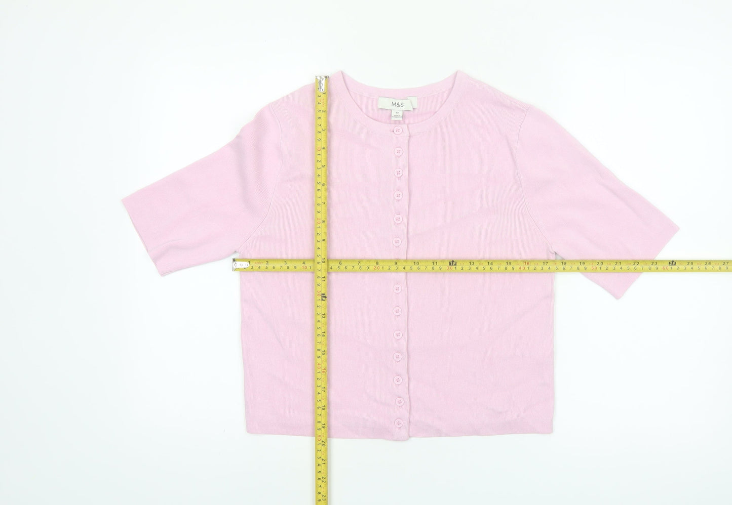Marks and Spencer Womens Pink Button-Up Knit Top M
