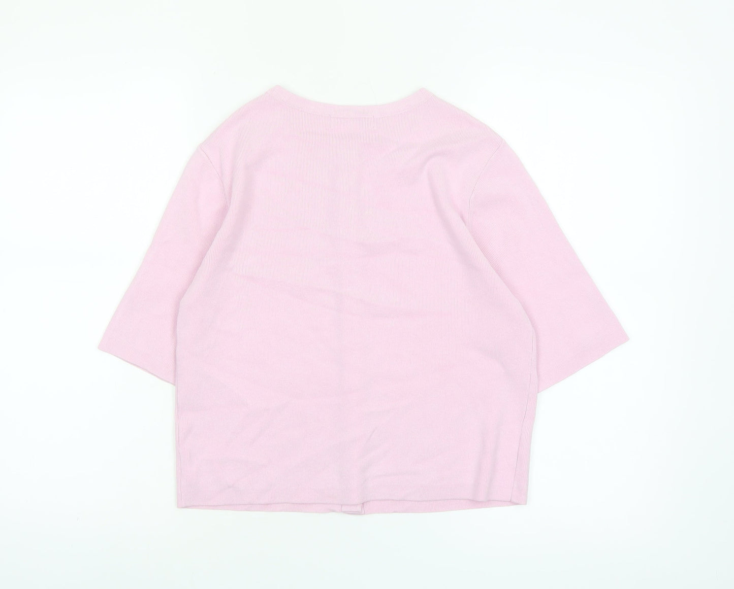 Marks and Spencer Womens Pink Button-Up Knit Top M