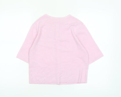 Marks and Spencer Womens Pink Button-Up Knit Top M