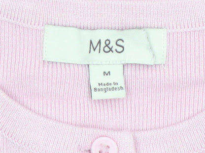 Marks and Spencer Womens Pink Button-Up Knit Top M