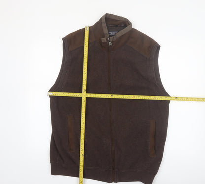 Claudio Campione Men's Brown 2XL Bodywarmer Cotton Leather Waistcoat