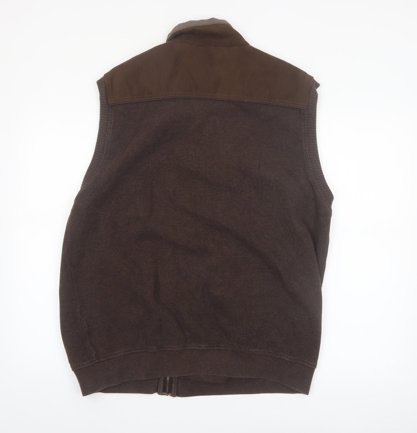 Claudio Campione Men's Brown 2XL Bodywarmer Cotton Leather Waistcoat