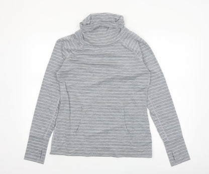 GapFit Women Grey Striped Long Sleeve High Neck Performance Top M