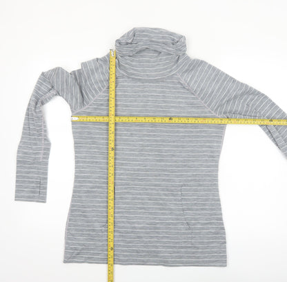 GapFit Women Grey Striped Long Sleeve High Neck Performance Top M
