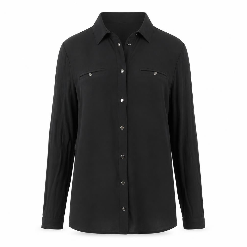 Intimissimi Women's Black Button-Up Long Sleeve Shirt Size S