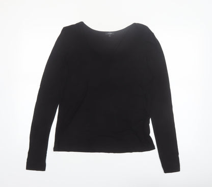 Hobbs Women’s Black Long Sleeve Viscose Scoop Neck Top Size L