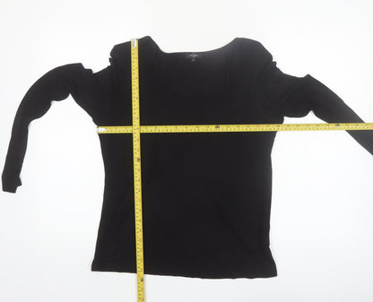 Hobbs Women’s Black Long Sleeve Viscose Scoop Neck Top Size L