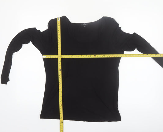 Hobbs Women’s Black Long Sleeve Viscose Scoop Neck Top Size L