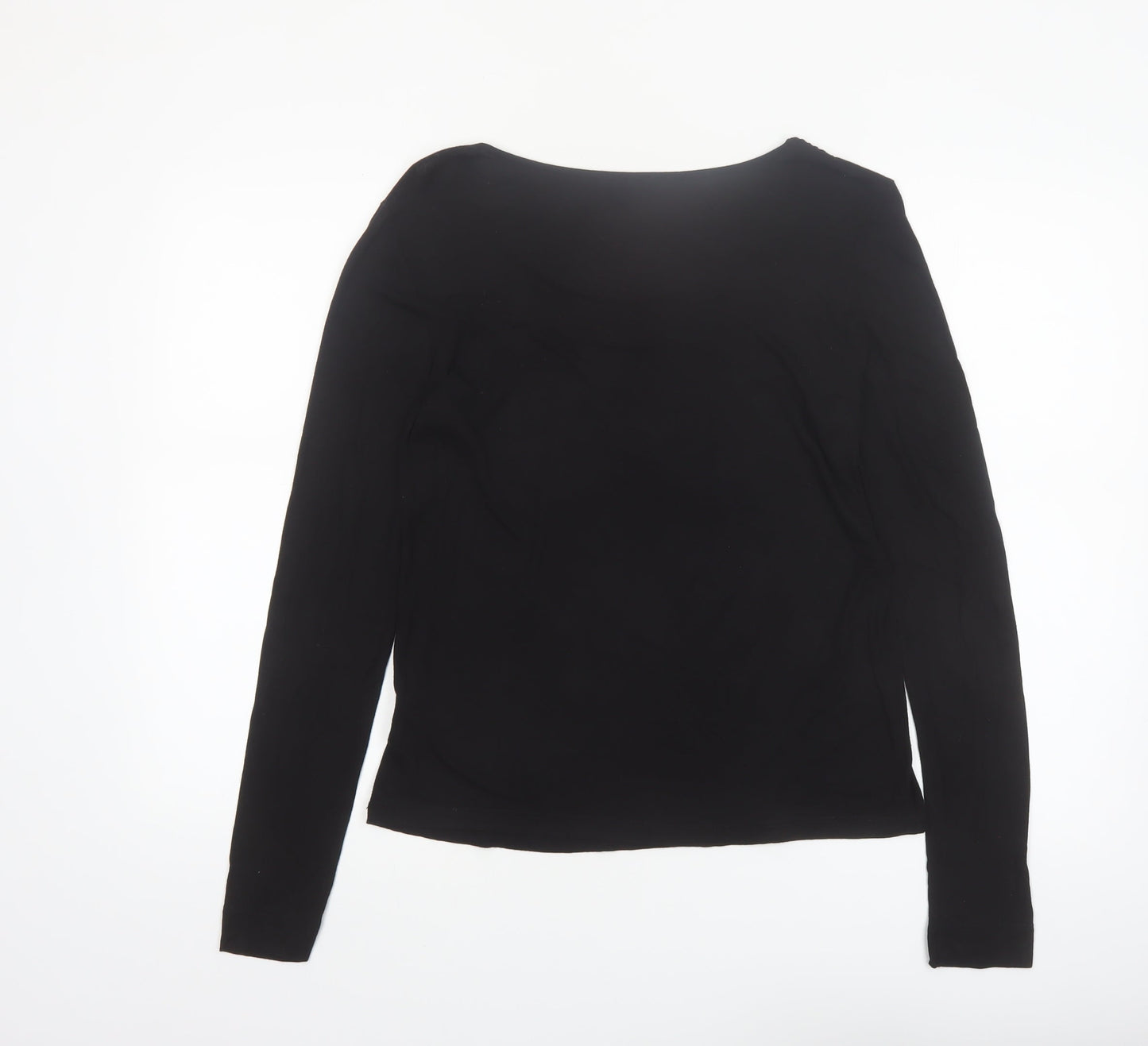 Hobbs Women’s Black Long Sleeve Viscose Scoop Neck Top Size L