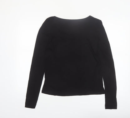Hobbs Women’s Black Long Sleeve Viscose Scoop Neck Top Size L