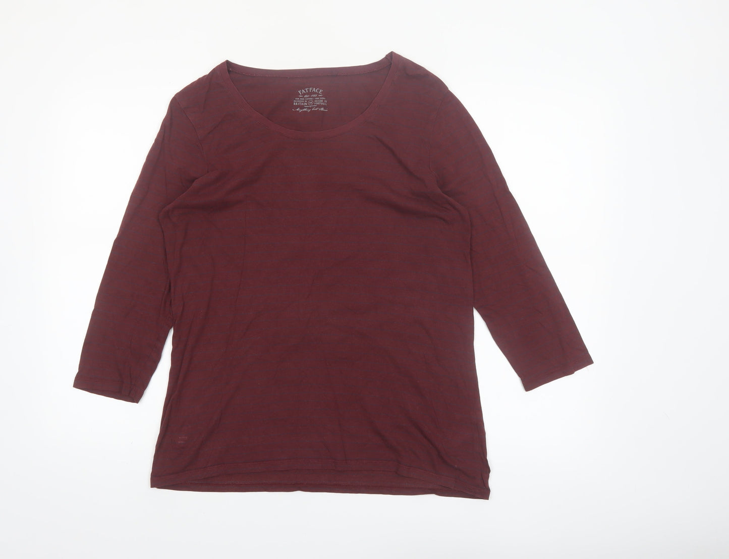 FatFace Womens Red 3/4 Sleeve Scoop Neck Cotton Modal T-Shirt Size 16