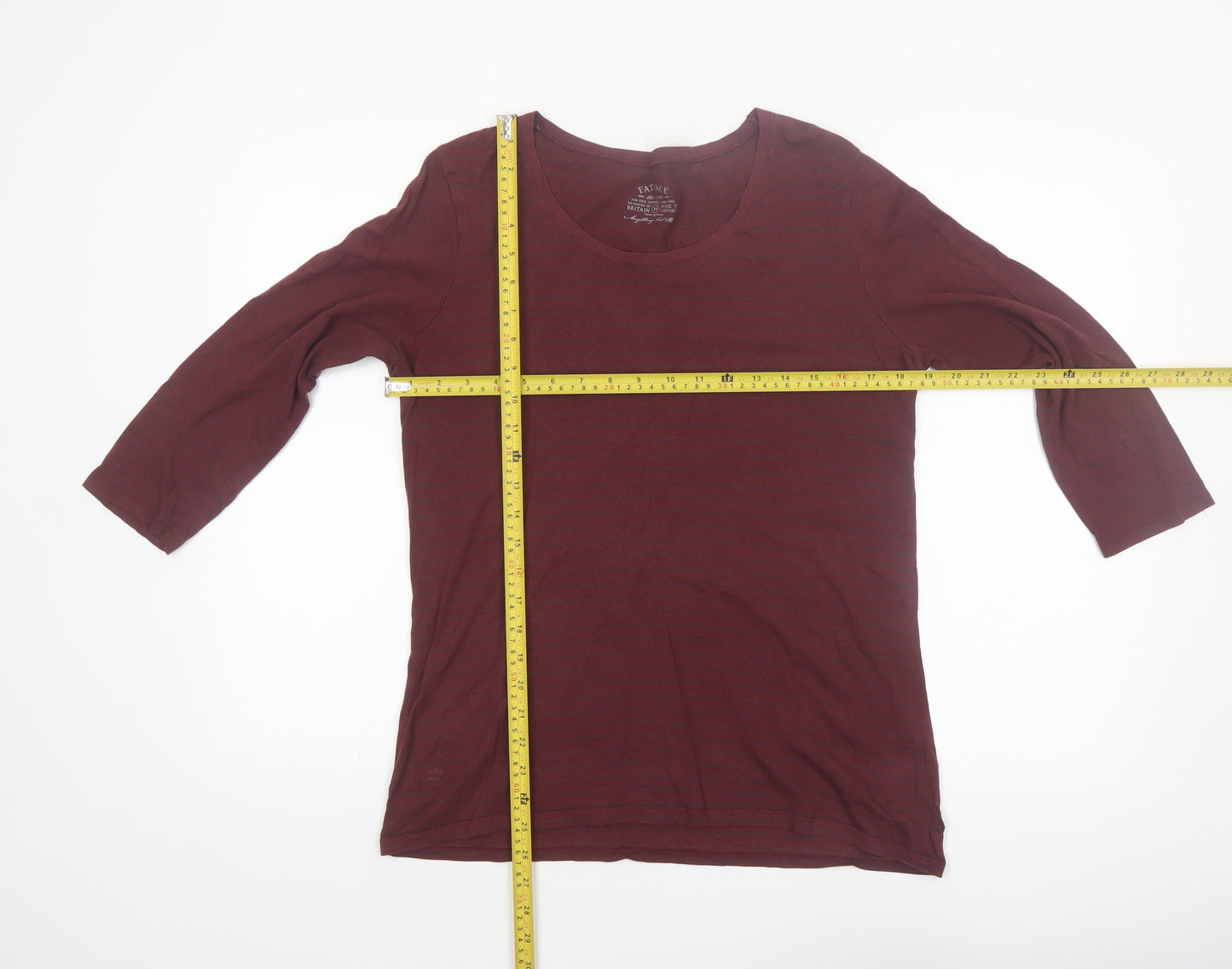 FatFace Womens Red 3/4 Sleeve Scoop Neck Cotton Modal T-Shirt Size 16