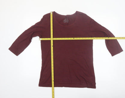 FatFace Womens Red 3/4 Sleeve Scoop Neck Cotton Modal T-Shirt Size 16