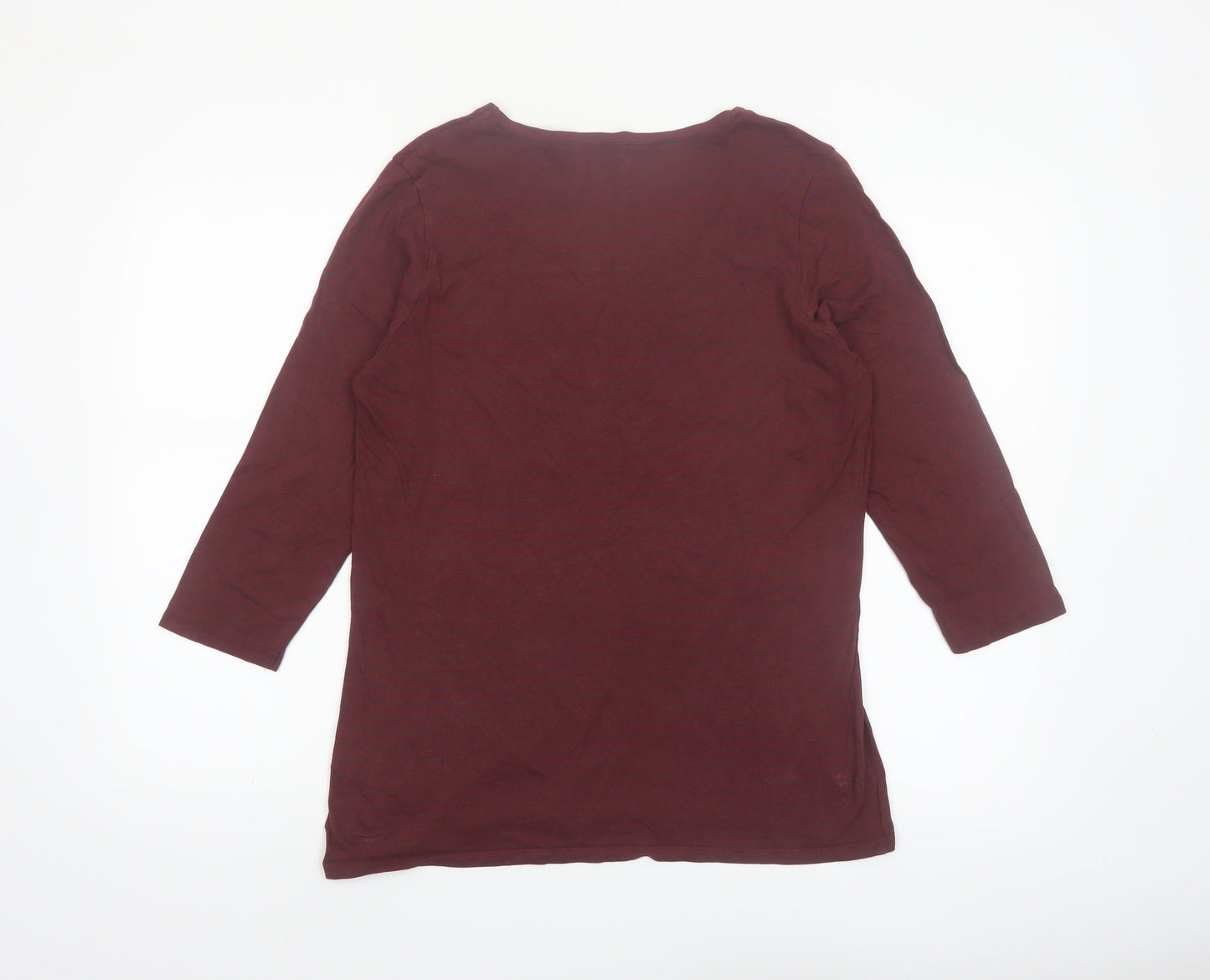 FatFace Womens Red 3/4 Sleeve Scoop Neck Cotton Modal T-Shirt Size 16