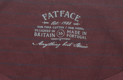 FatFace Womens Red 3/4 Sleeve Scoop Neck Cotton Modal T-Shirt Size 16