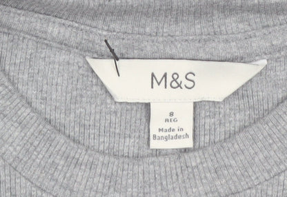 Marks and Spencer Women’s Grey Fit & Flare Long Sleeve Jersey Dress Size 8