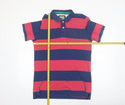 Crew Clothing Co. Men's Red Navy Striped Polo Shirt Size M