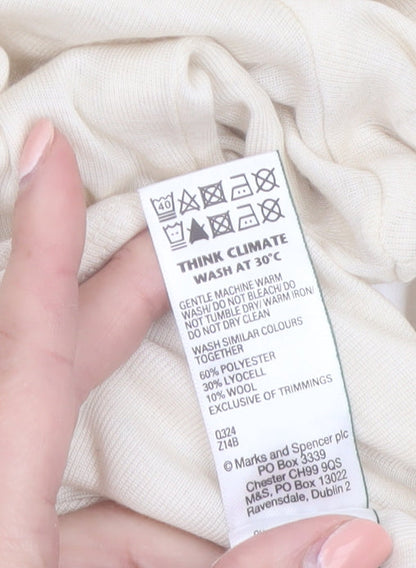 Marks and Spencer Women’s Ivory Long Sleeve Jersey Top Size 18