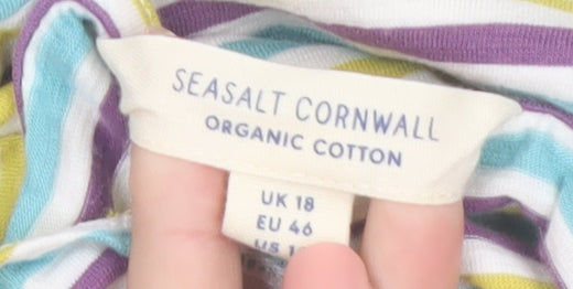 Seasalt Cornwall Women’s Multicoloured Striped Organic Cotton T-Shirt UK 18