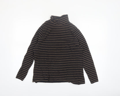 Marks and Spencer Women's Black Striped Roll Neck Long Sleeve Top Size 16