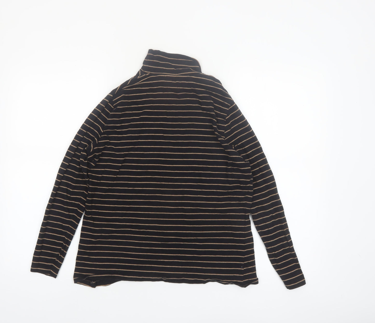 Marks and Spencer Women's Black Striped Roll Neck Long Sleeve Top Size 16