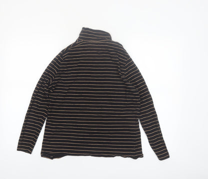Marks and Spencer Women's Black Striped Roll Neck Long Sleeve Top Size 16